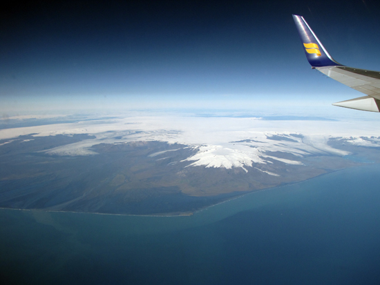 Gletsches Ejyafjallajökull aus der Luft